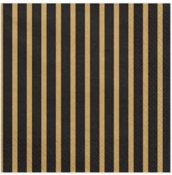 Partydeco Servetten Stripes, 33x33cm, Goud (1 Zakje Met 20 Stuks)