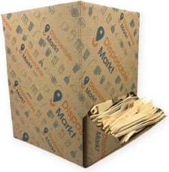 750 Stuks Houten Vork In Dispenser Box - Houten Bestek - Vorken - Bio Vorken - Hout In Dispenserdoos - Dispenser Doos Bestek - Karton Dispenser - Papier Dispenser Box Met Bestek - Cutlery - Biologisch Afbreekbaar - Milieuvriendelijk - FSC - Wegwerp -Merkloos Verkoopwinkel 1179x1200 1