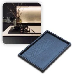 MIRO Houten Dienblad Rechthoekig - Decoratieve Dienbladen - Serveerblad - Sierblad - 39 X 30 CM - Zwart