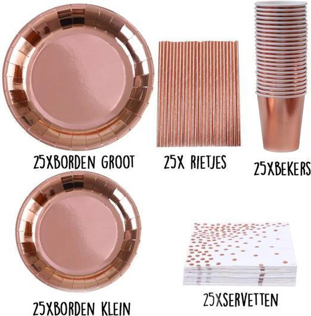 Rose Goud Verjaardag Wegwerp Servies Set - Borden En Bekers Feestartikelen -25 Gasten - Feestservies 5 Rose Goud Verjaardag Wegwerp Servies Set - Borden En Bekers Feestartikelen -25 Gasten - Feestservies - Afbeelding 5