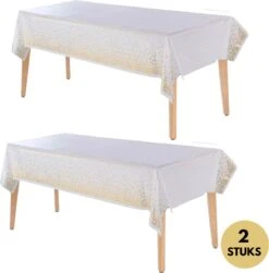 Pazzo Festa - Wegwerp Tafelkleed - 2 Stuks - Wit Goud - Vlek & Geurvrij - Verjaardagen - Kerst - Gender Reveal - Baby Shower - Party's -