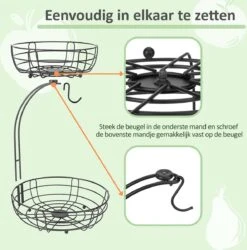 Fruitmand – Fruitschaal – Fruitmand Zwart – Etagere 2 Lagen – Aanrecht Organiser – Zwart -Merkloos Verkoopwinkel 1184x1200 9