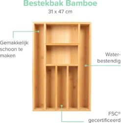 Coninx Bestekbak Bamboe 31CM Breed - Besteklade - Opbergbak - Duurzaam - Voor Laden Vanaf 47cm Diep -Merkloos Verkoopwinkel 1185x1200 3
