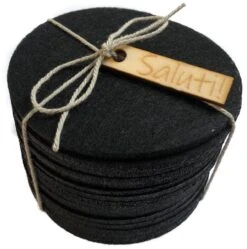 Merkloos Onderzetters Voor Glazen - Set Van 16 Onderzetters - Vilt Zwart - Rond