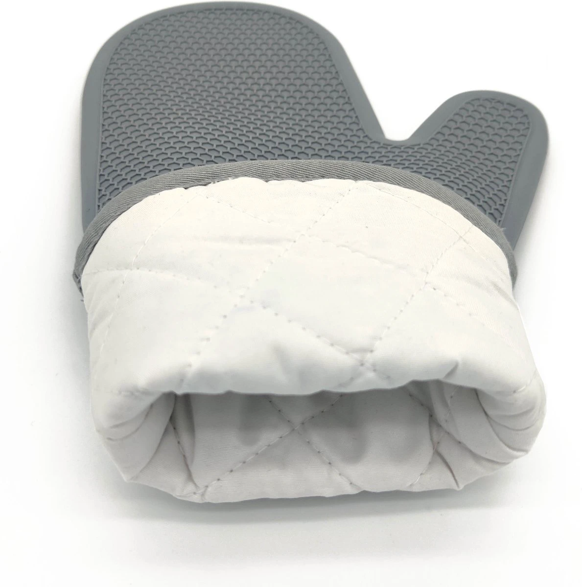 Kitchen4you Ovenwanten - Hoge Kwaliteit - Ovenhandschoenen - Grijs - Siliconen - Katoen 4 Kitchen4you Ovenwanten - Hoge Kwaliteit - Ovenhandschoenen - Grijs - Siliconen - Katoen - Afbeelding 4