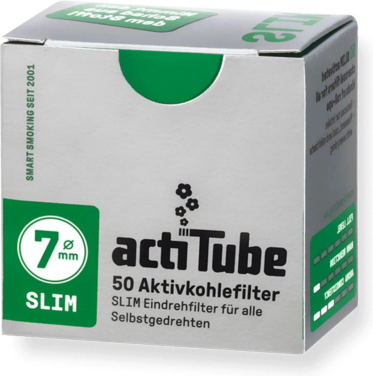 Actitube Active Charcoal Filters Slim 7mm (50 Stuks) 1 Actitube Active Charcoal Filters Slim 7mm (50 Stuks)