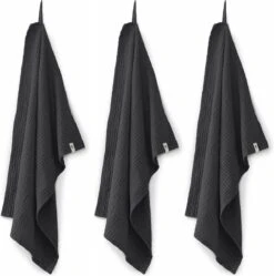 Walra Keukendoek Blocks - 50x70 - 100% Katoen - Off Black - 3 Stuks
