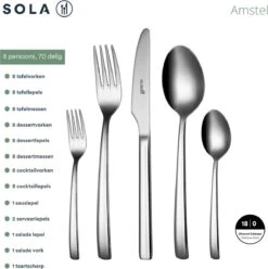 Sola Bestekset Amstel - Economy - 8 Persoons - 70 Delig - Zilver Chroomstaal 18/0 - RVS -Merkloos Verkoopwinkel 1193x1200 4