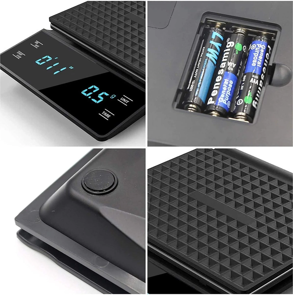 IMTEX - Keukenweegschaal - Koffie Scale - Met Timer - LED Scherm - 3000 Gram - 3 Kilo - Zwart 5 IMTEX - Keukenweegschaal - Koffie Scale - Met Timer - LED Scherm - 3000 Gram - 3 Kilo - Zwart - Afbeelding 5