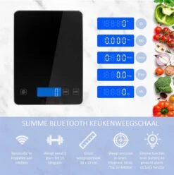 Hermanos® Digitale Precisie Keukenweegschaal - Weegschaal Keuken - 1 Gr Tot 15 Kg - Tarra Functie - Bluetooth Met Voedingsapp - Incl. Batterijen - Zwart 14 Hermanos® Digitale Precisie Keukenweegschaal - Weegschaal Keuken - 1 Gr Tot 15 Kg - Tarra Functie - Bluetooth Met Voedingsapp - Incl. Batterijen - Zwart -Merkloos Verkoopwinkel 1195x1200 9