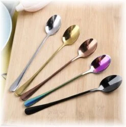 Fako Bijoux® - 6 Lange Lepels - Latte Macchiato - Longdrink - Cocktail - Dessert - IJs - Koffie - Goud - 6 Stuks - Bewaarzakje -Merkloos Verkoopwinkel 1196x1200 5