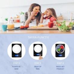 Hermanos® Digitale Precisie Keukenweegschaal - Weegschaal Keuken - 1 Gr Tot 15 Kg - Tarra Functie - Bluetooth Met Voedingsapp - Incl. Batterijen - Zwart 13 Hermanos® Digitale Precisie Keukenweegschaal - Weegschaal Keuken - 1 Gr Tot 15 Kg - Tarra Functie - Bluetooth Met Voedingsapp - Incl. Batterijen - Zwart -Merkloos Verkoopwinkel 1197x1200 3