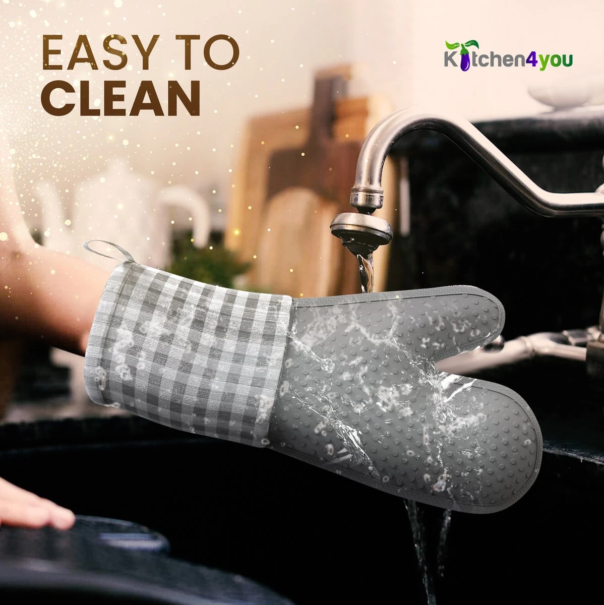 Kitchen4you Ovenwanten - Hoge Kwaliteit - Ovenhandschoenen - Grijs - Siliconen - Katoen 10 Kitchen4you Ovenwanten - Hoge Kwaliteit - Ovenhandschoenen - Grijs - Siliconen - Katoen - Afbeelding 10