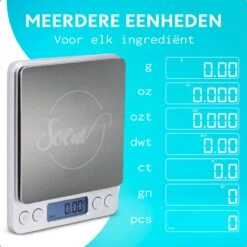 SOEM® Keukenweegschaal Digitaal Met Weegbakjes – Compacte Precisie Weegschaal 0.1 Gram – Koffie Weegschaal – RVS Weegschaal – Tarra Functie -Merkloos Verkoopwinkel 1199x1200 7