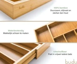 Budu Uitschuifbare Bamboe Bestekbak #38 (38 Cm Diep) - Bestekcassette Hout - Besteklade - 38 X 29,5 - 47,8 Cm - 5/7 Vakken -Merkloos Verkoopwinkel 1200x1000 5