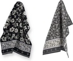 Luxe Keukendoek En Theedoek Dragonfly Zwart Van Bunzlau Castle | 100% Biologisch Katoen | Keukendoek 60x53cm En Theedoek 65x65cm