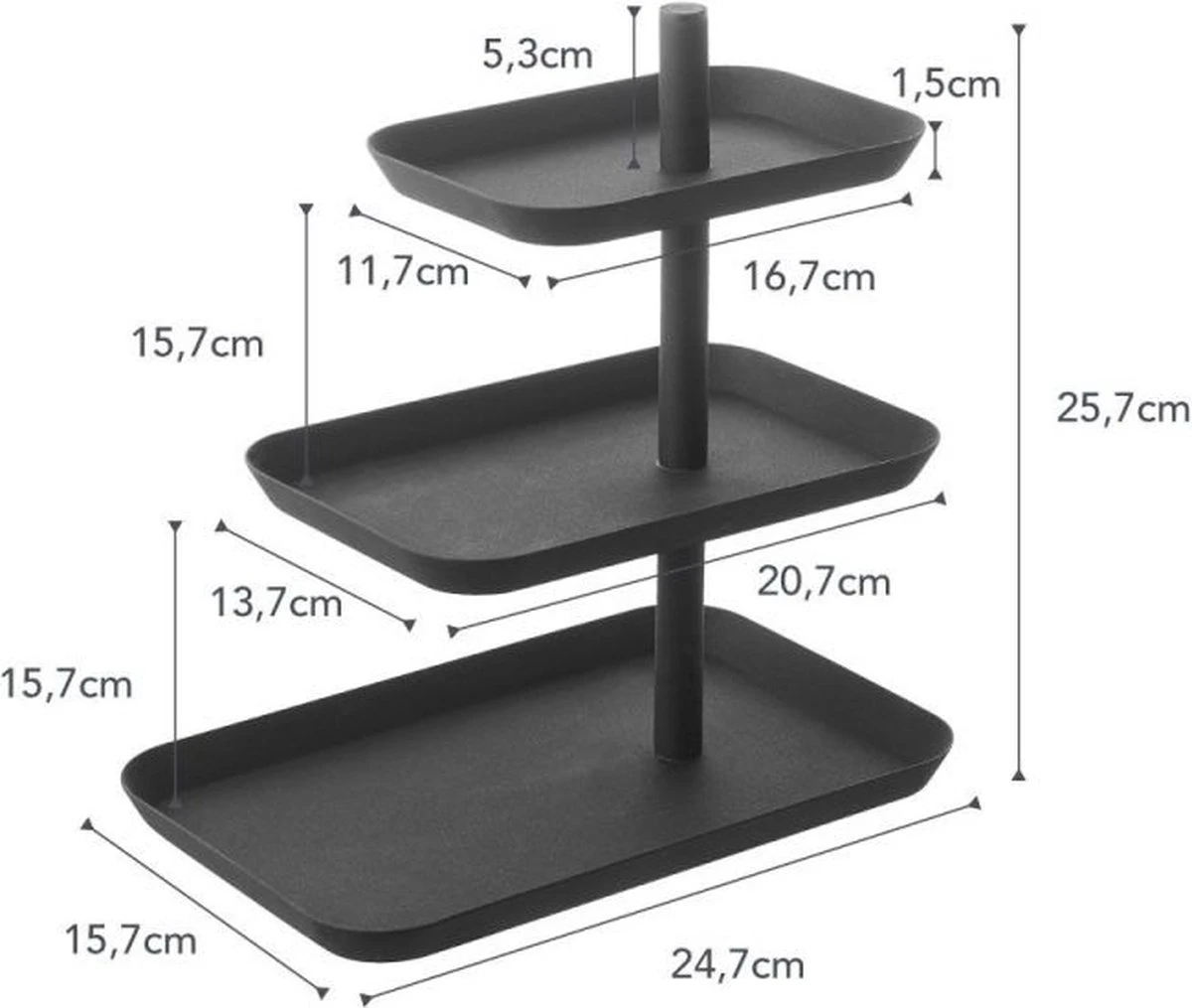 Yamazaki Serveer Plateau Etagere Tower - Zwart - 3 Niveaus 6 Yamazaki Serveer Plateau Etagere Tower - Zwart - 3 Niveaus - Afbeelding 6
