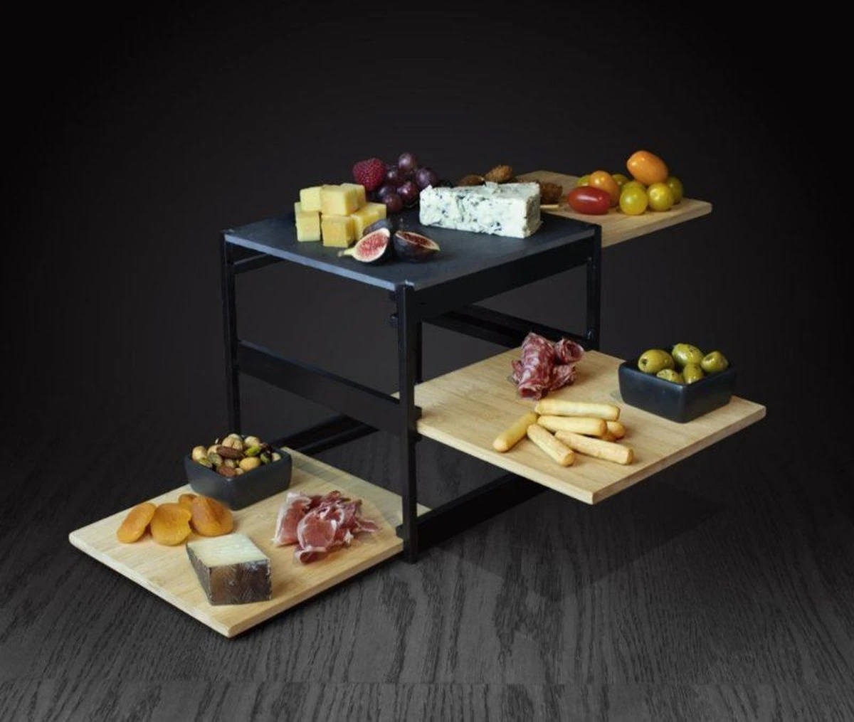 CasaLupo Etagere / Serveertoren Kubus - Zwart - 3-Laags 6 CasaLupo Etagere / Serveertoren Kubus - Zwart - 3-Laags - Afbeelding 6