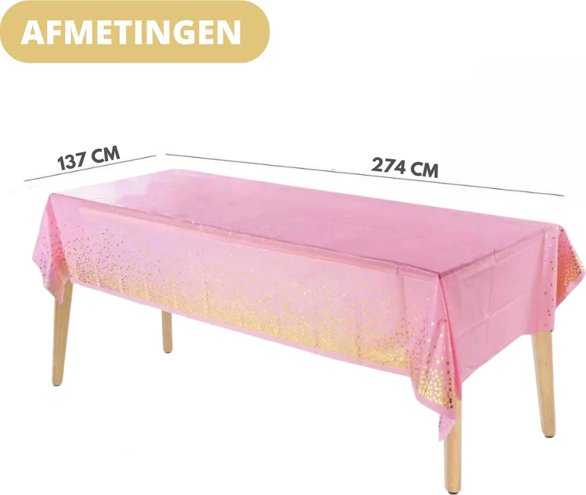 Pazzo Festa - Wegwerp Tafelkleed - 2 Stuks - Roze - Goud - Vlek & Geurvrij - Verjaardagen - Gender Reveal - Baby Shower - Party's - 4 Pazzo Festa - Wegwerp Tafelkleed - 2 Stuks - Roze - Goud - Vlek & Geurvrij - Verjaardagen - Gender Reveal - Baby Shower - Party's - - Afbeelding 4