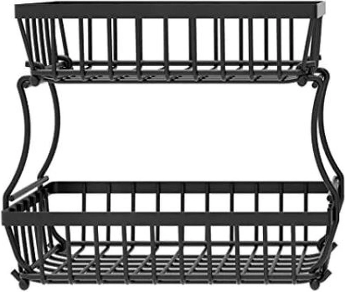 Fruitschaal Etagere 2 Lagen - Fruitmand Voor Keuken Aanrecht - Zwart Metaal - Keuken Organizer - Industrieel - 30x30cm 1 Fruitschaal Etagere 2 Lagen - Fruitmand Voor Keuken Aanrecht - Zwart Metaal - Keuken Organizer - Industrieel - 30x30cm
