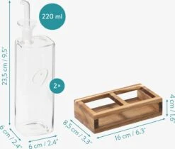Navaris Set Van Oliefles En Azijnfles - Twee Navulbare Flesjes Met Schenktuit - Glazen Flessen Met Dispenser Voor Azijn En Olie - In Houten Houder -Merkloos Verkoopwinkel 1200x1020 8