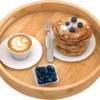 OMID HOME® Bamboe Dienblad Rond - Ø30 Cm - Rond Koffie / Thee Dienblad - Dienblad Met Handvatten - Bamboe Hout - 30 X 30 X 5 Cm
