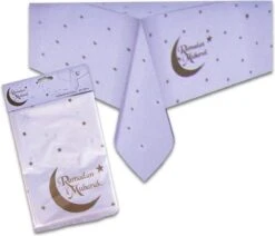 Merkloos Ramadan Mubarak Thema Tafellaken/tafelkleed 120 X 180 Cm Rechthoekig - Suikerfeest/Offerfeest/Ramadanfeest Versieringen/decoraties