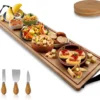 Tapasplank - Borrelplank - Serveerplank - Kaasplank - Hapjesplank - Inclusief Kaasmesjes - Inclusief Onderzetters - Taspasplank Bamboe - Tapas Servies - Inclusief Ebook - 70 Cm