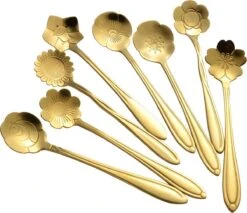 Fako Bijoux® - Bloemen Lepels Set - Theelepel / Koffielepel - 12cm - Goud - 8 Stuks -Merkloos Verkoopwinkel 1200x1034