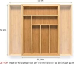 Budu Uitschuifbare Bamboe Bestekbak #43 (43 Cm Diep) - Bestekcassette Hout - Besteklade - 43 X 32,2 - 53 Cm - 6/8 Vakken -Merkloos Verkoopwinkel 1200x1036 2