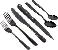 Deleca 6 Persoons Bestekset (36-delig) - Lepels, Messen, Vorken & Steakmessen - Vaatwasserbestendig - Zwart / RVS -Merkloos Verkoopwinkel 1200x1036