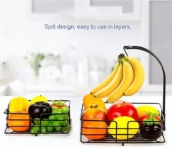 SensaHome - Fruitmand Met Bananenhouder - Vierkant 2-Laags Zwart - Fruitschaal - Etagere - Metaal - Industrial - Modern -Merkloos Verkoopwinkel 1200x1036 5