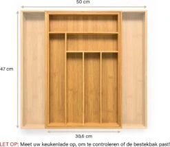 Budu Uitschuifbare Bamboe Bestekbak #47 (47 Cm Diep) - Bestekcassette Hout - Besteklade - 47 X 30,6 - 50 Cm - 6/8 Vakken -Merkloos Verkoopwinkel 1200x1041 2