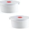 2x Stuks Magnetron Voedsel Opwarmen Potjes/bakjes 3 Liter Met Speciale Deksel - 25 X 23 X 10 Cm