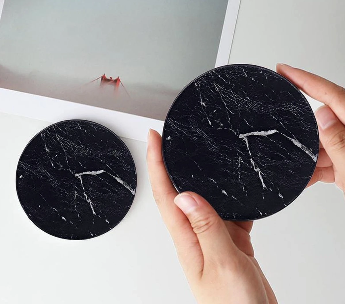 Onderzetter Voor Glazen - Onderzettersset - Drink Onderzetters - Marmer Look - Set Van 6 - SEVEND® 6 Onderzetter Voor Glazen - Onderzettersset - Drink Onderzetters - Marmer Look - Set Van 6 - SEVEND® - Afbeelding 6