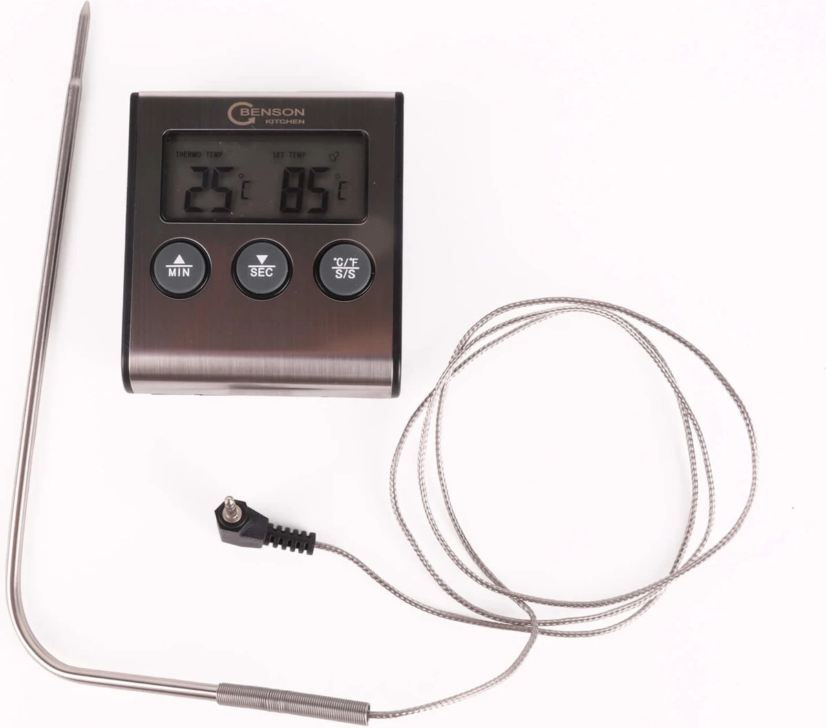 Benson Digitale Keukenthermometer - Vleesthermometer - Incl. Timer, Warmte Alarm En Batterij 3 Benson Digitale Keukenthermometer - Vleesthermometer - Incl. Timer, Warmte Alarm En Batterij - Afbeelding 3