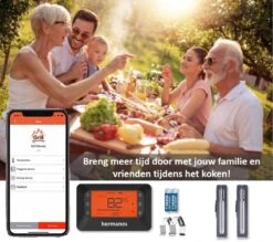 Hermanos® Digitale BBQ Thermometer Draadloos - Vleesthermometer - Oventhermometer - Bluetooth Met App - 2 Meetsondes - Magneet - Incl. Batterijen -Merkloos Verkoopwinkel 1200x1062