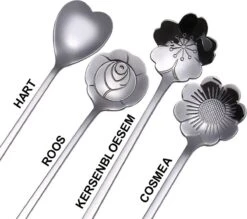 Fako Bijoux® - 4 Lange Lepels Bloem Motief - Latte Macchiato - Longdrink - Cocktail - Dessert - IJs - Koffie - Zilver - 4 Stuks - Bewaarzakje -Merkloos Verkoopwinkel 1200x1063 3