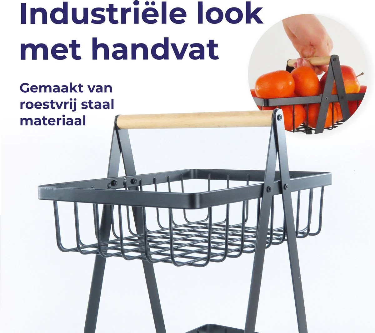 Fruitschaal Etagere 2 Lagen Voor Keuken - Large - 30x18x32 - Fruitmand Zwart Metaal - Keuken Organizer - Industrieel 2 Fruitschaal Etagere 2 Lagen Voor Keuken - Large - 30x18x32 - Fruitmand Zwart Metaal - Keuken Organizer - Industrieel - Afbeelding 2