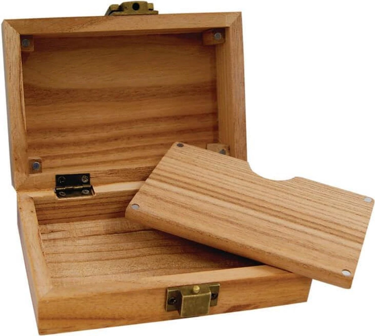 Raw - Houten Kistje - Houten Kistje Met Deksel - 12x9x6cm LxBxH 2 Raw - Houten Kistje - Houten Kistje Met Deksel - 12x9x6cm LxBxH - Afbeelding 2