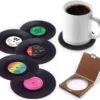 Merkloos Retro Vinyl Onderzetters | LP Onder Zetters | Vinyl Coasters 45 RPM 6 Stuks In Geschenkverpakking