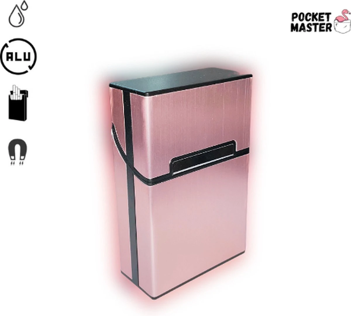 PocketMaster® Sigaretten Doosje - Rose- Aluminium - Sigaretten Houder/Hoesje - Weerbestendig - Stevig En Luxe Opbergdoosje 1 PocketMaster® Sigaretten Doosje - Rose- Aluminium - Sigaretten Houder/Hoesje - Weerbestendig - Stevig En Luxe Opbergdoosje