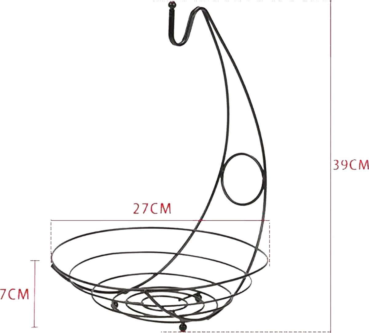 Merkloos Fruitmand Met Banaanhouder – Fruitschaal Zwart – Fruitmand Zwart Metaal – Bananenhouder – Fruitmand Hangend - Decoratieve Schaal – Keuken – 27x27x39 7 Merkloos Fruitmand Met Banaanhouder – Fruitschaal Zwart – Fruitmand Zwart Metaal – Bananenhouder – Fruitmand Hangend - Decoratieve Schaal – Keuken – 27x27x39 - Afbeelding 7
