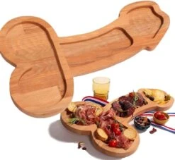 Merkloos Grote Bamboe Piemel Borrelplank - Piemelplank - Cadeauplank - Kaasplank - Grappige Borrelplank - 40cm X 20cm