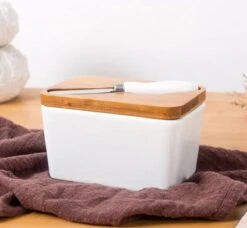 Merkloos Luchtdichte Multifunctionele Botervloot Met Deksel - Porselein - Duurzaam - Vershouddoos - Incl. Mesje (RVS) -Merkloos Verkoopwinkel 1200x1108 6