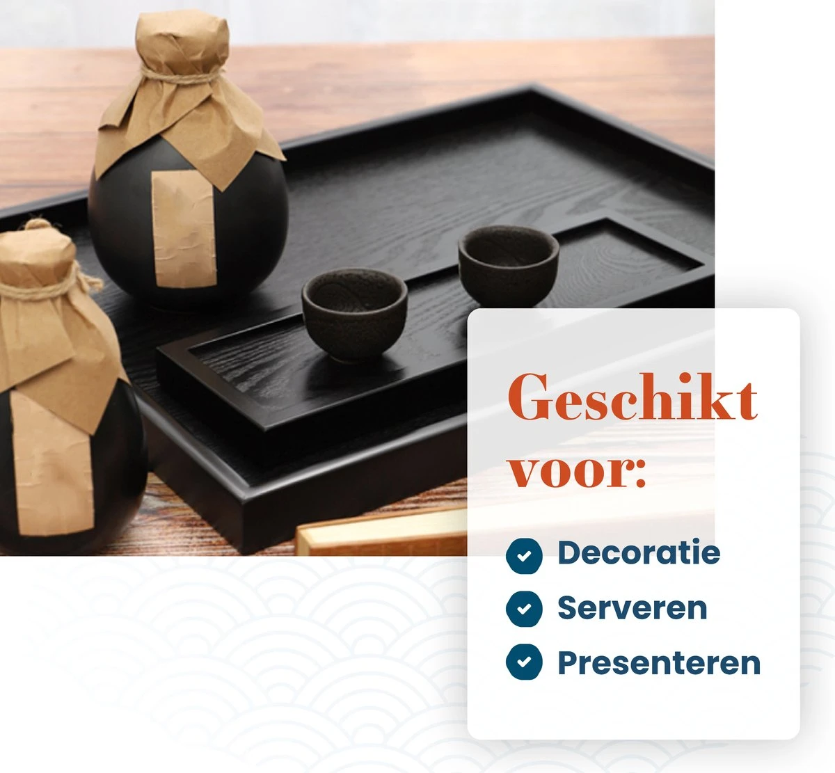 MIRO Houten Dienblad Rechthoekig - Decoratieve Dienbladen - Serveerblad - Sierblad - 35 X 44 CM - Zwart 6 MIRO Houten Dienblad Rechthoekig - Decoratieve Dienbladen - Serveerblad - Sierblad - 35 X 44 CM - Zwart - Afbeelding 6