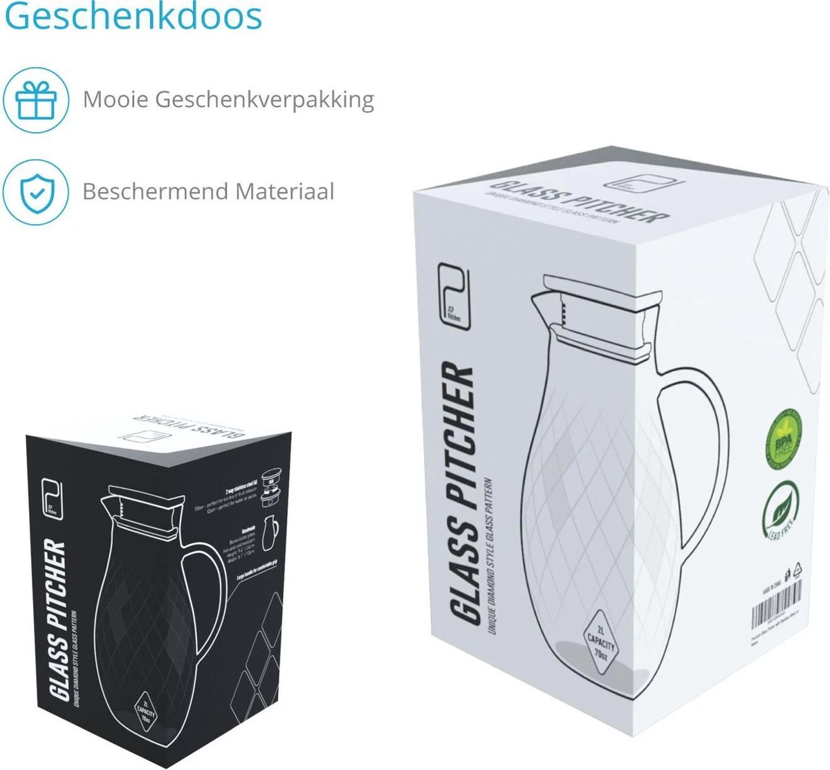 JCPKitchen Waterkan Met Filter - 2L - Glas 5 JCPKitchen Waterkan Met Filter - 2L - Glas - Afbeelding 5