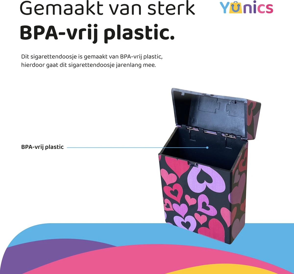 YUNICS ® Sigarettendoosje - Hartjes - Sigaretten Houder - Gemaakt Van Hoogwaardig Kunststof 2 YUNICS ® Sigarettendoosje - Hartjes - Sigaretten Houder - Gemaakt Van Hoogwaardig Kunststof - Afbeelding 2