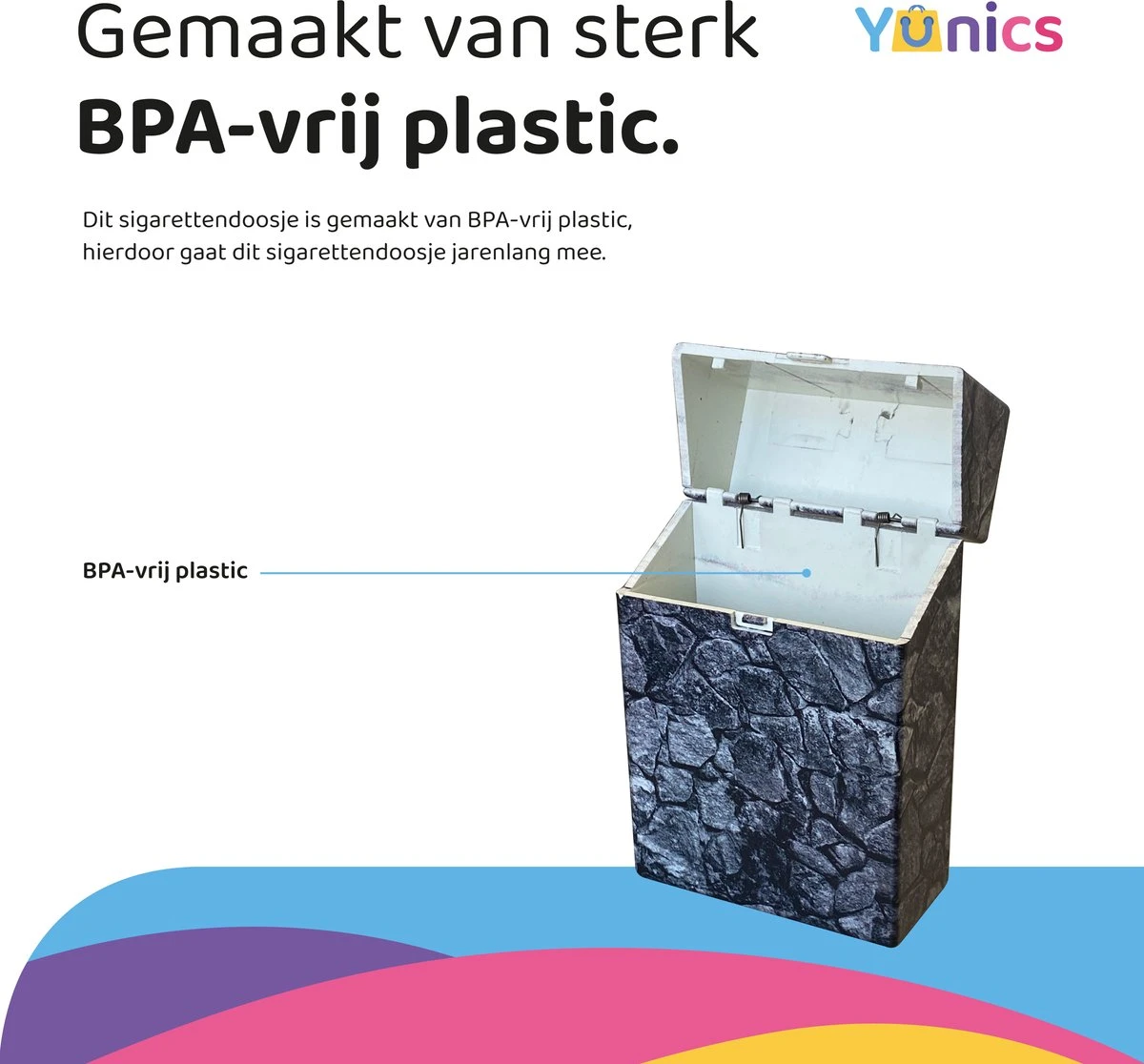 YUNICS ® Sigarettendoosje - Stenen - Sigaretten Houder - Gemaakt Van Hoogwaardig Kunststof 3 YUNICS ® Sigarettendoosje - Stenen - Sigaretten Houder - Gemaakt Van Hoogwaardig Kunststof - Afbeelding 3