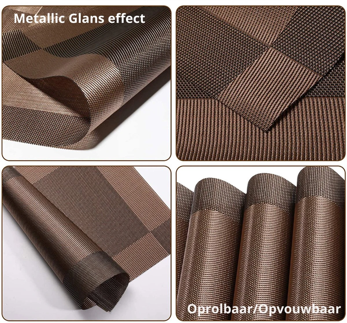 Four Love Placemats Kunststof - Kleur Bruin - Set Van 6 Stuks - Anti Slip Tafelbeschermer - Tafeldecoratie - Housewarming Cadeau - 45 X 30 Cm 3 Four Love Placemats Kunststof - Kleur Bruin - Set Van 6 Stuks - Anti Slip Tafelbeschermer - Tafeldecoratie - Housewarming Cadeau - 45 X 30 Cm - Afbeelding 3